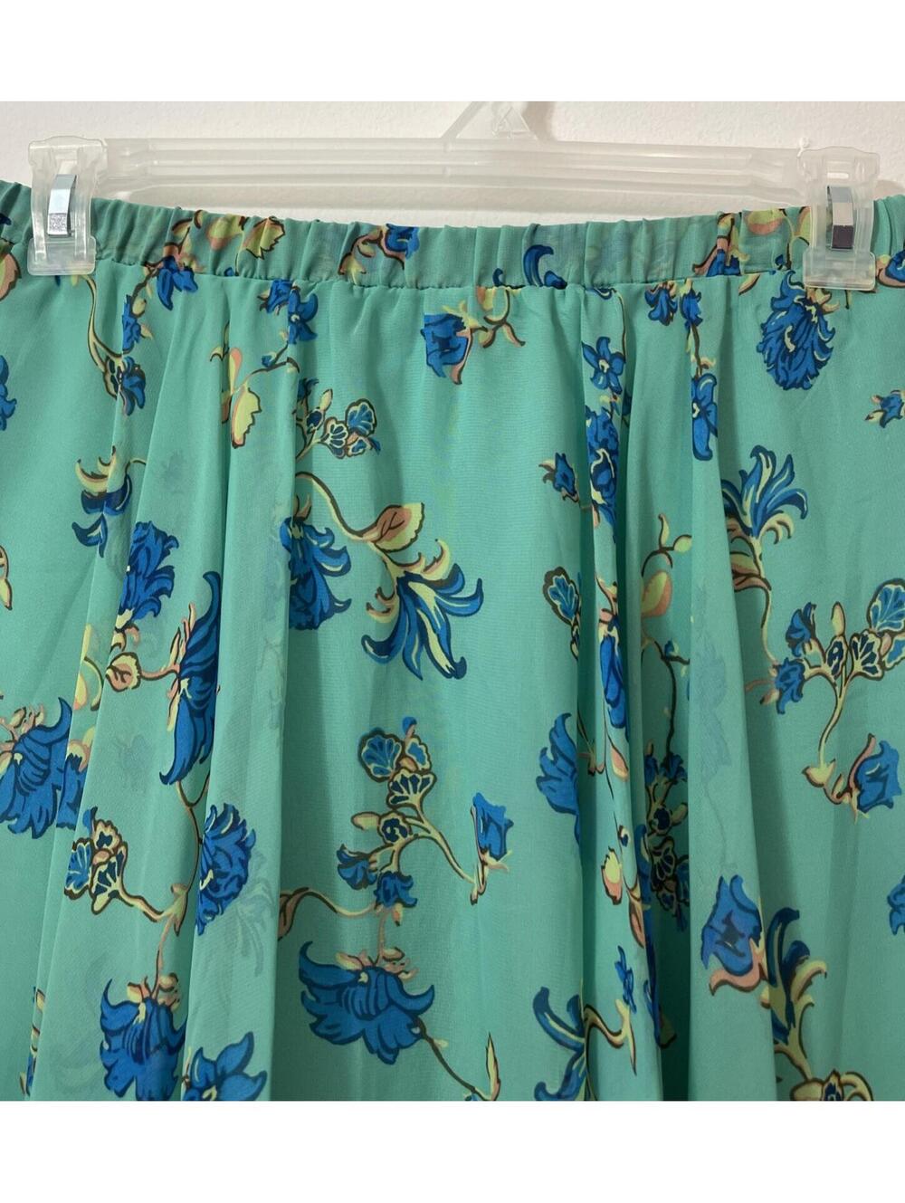 Metaphor Womens Large Green Floral High-Low Elastic-Waist Lacy Skirt NWT! A335 - Picture 3 of 6
